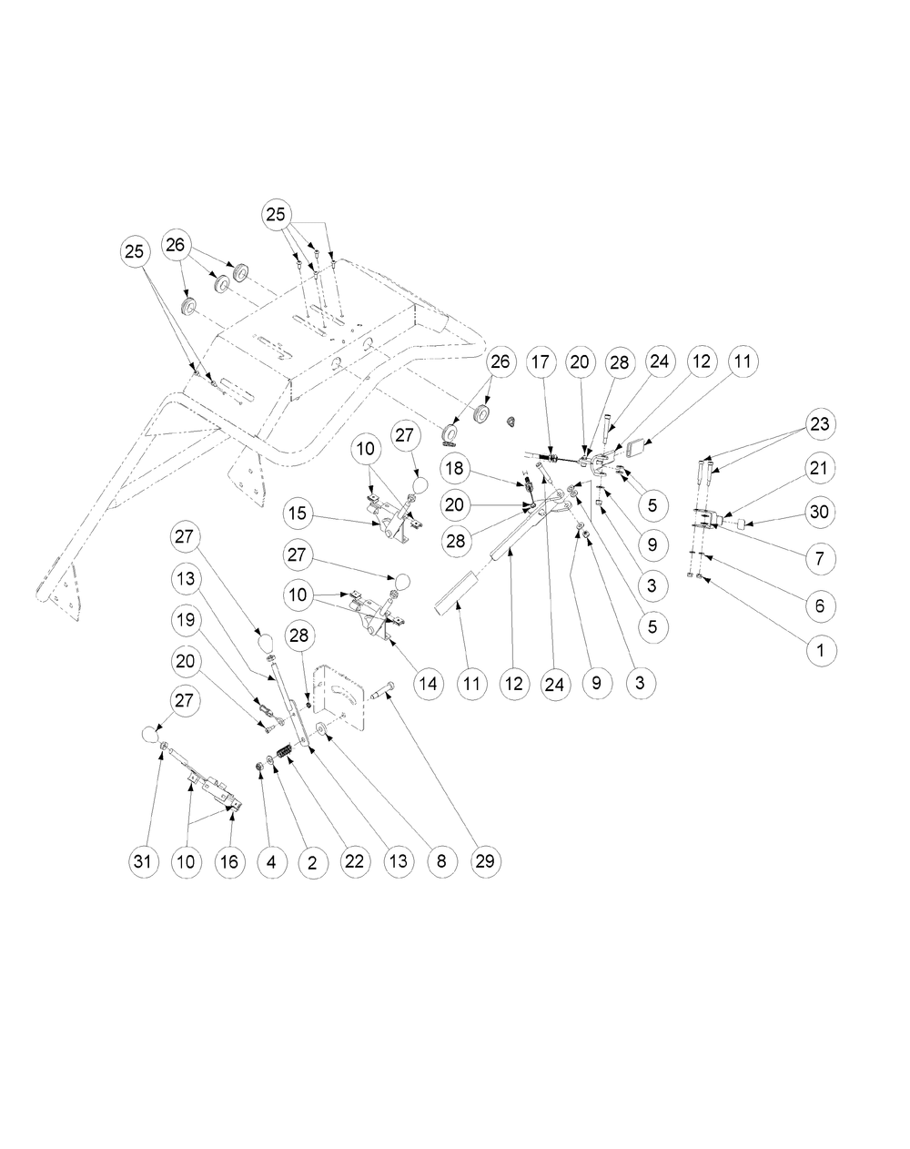 Control Assembly Diagram and Parts List for 56A443TH (750-XP)(2009 & 2010) Cub Cadet Lawn Mower